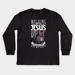 Jesus and dog - French Bulldog Kids Long Sleeve T-Shirt